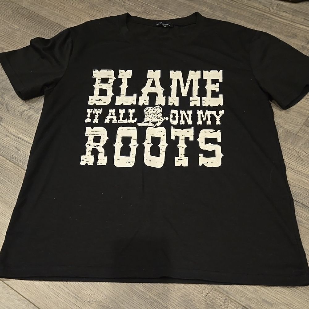 Black Graphic T-Shirt with White Text